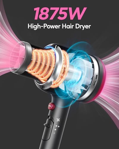 Wavytalk Hair Dryer with Diffuser, Blown Away Ionic Hair Dryer for Curly Hair with Comb, 1875W Fast Drying Blow Dryer with Ceramic Technology, 3 Attachments for All Hair Types, Light and Quiet, Black