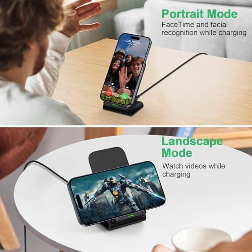 Samsung Wireless Charger Fast Charging Stand Wireless Android Desk Phone Charger Pad 15W for Samsung Galaxy S24 S25 Ultra Plus S24FE S23FE S22 S21, Pixel 9 Pro, iPhone 16/15 Pro Max, with 18W Adapter