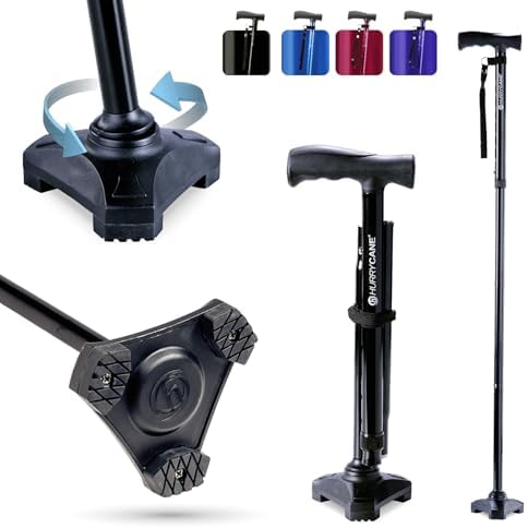 HurryCane Freedom Edition Foldable Walking Cane with T Handle