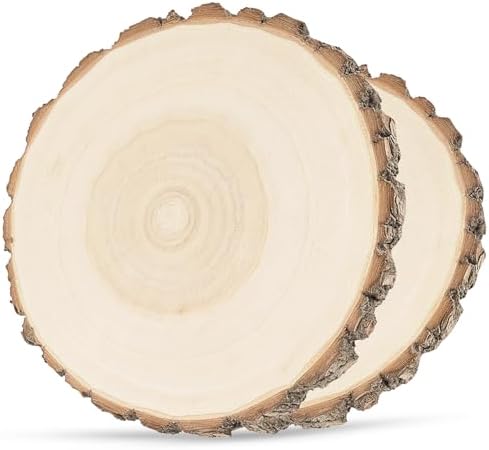 Wood Slices for Centerpieces, 1Plusselect 2 Pcs 7 Inches Natural Wood Slice Rounds for Table Decorations - Rustic Wooden Circles for Crafts, DIY Wedding, Birthday, Christmas, Party & Home Decor