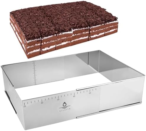 Adjustable Rectangle Mousse Cake Ring Mold - Extendable Stainless Steel Rectangle Shaped Cake Cutter, Bakeware for Customized Baking - Heavy Duty Baking Accessories - 9.8 * 7.5 * 4IN