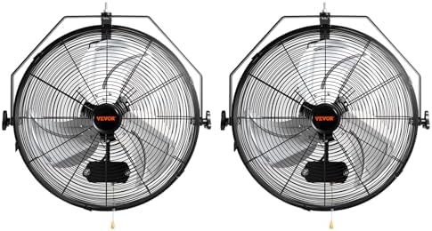 VEVOR Wall Mount Fan, 2 PCS 18 inch Waterproof, 3-speed High Velocity Max. 4000 CFM Industrial Wall Fan for Indoor, Commercial, Residential, Warehouse, Greenhouse, Workshop, Basement, Garage,Black