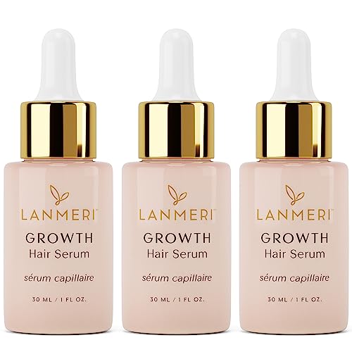 Lanmeri Vegan Hair Growth Serum for Women & Men - Natural Scalp Treatment for Thinning Hair and Hair Regrowth - Fuller-looking, Thicker and Healthier Hair in 90 Days, All Hair Types