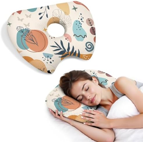 Ear Piercing Pillow for Side Sleepers Pillows with Holes for Ear Pain,Donut Pillow for Ear Side Sleeping Pillow for Adults CNH Ear Pain Relief Pressure Sores Ear Pillow with Hole in Center