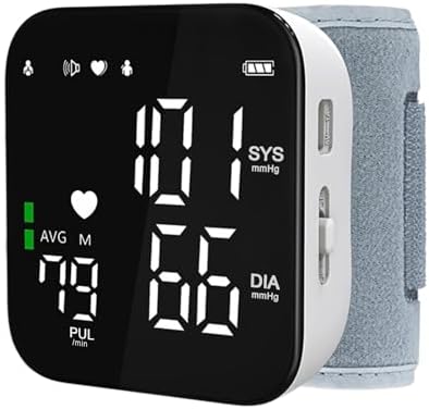 Wrist Blood Pressure Monitor Rechargeable Digital Automatic Blood Pressure Cuff for Home Use Portable Talking Bp Monitor Full Screen Led Display Adjustable Bp Cuffs with Carrying Case