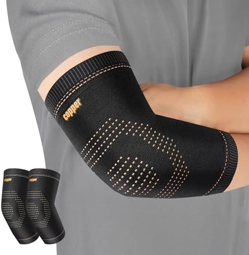 Copper Elbow Sleeve,Elbow Compression Sleeve, Elbow Brace For Tendonitis and Tennis Elbow,Golfers, Arthritis, Bursitis. Elbow Pain Relief,Weightlifting, Fit for Men & Women