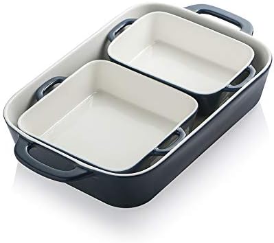 Sweejar Ceramic Bakeware Set, Rectangular Baking Dish for Cooking, Kitchen, Cake Dinner, Banquet and Daily Use, Casserole Dishes for Oven Porcelain Baking Pans (Navy)