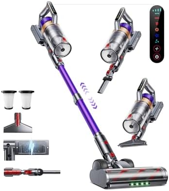 Cordless Vacuum Cleaner, 600W 50KPA 65 Mins Vacuum Cleaners for Home, Cordless Stick Vacuum with Powerful Suction, Wall Mount Charging Dock, Rechargeable Vacuum for Pet Hair/Carpet/Hardwood Floors