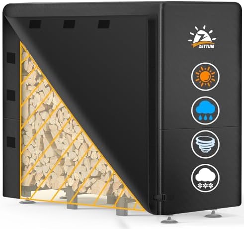 Firewood Rack Cover 4 Feet - 600D Wood Rack Cover Waterproof & Heavy Duty, 4 Foot Outdoor Log Pile Holder Covers Storage for 4FT Standard Fire Wood Rack Stands (48 x 24 x 49 Inch)