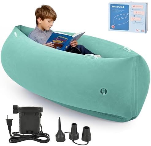 OUTREE Sensory Chair for Kids,60" Includes Electric Air Pump,Inflatable Sensory pod for Children, Sensory Toys for Kids with Autism,Sensory Peapod,Mint Green