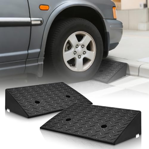 Magshion 2pcs 4.5" Rise Threshold Ramp Heavy Duty Loading Driveway Ramp Rubber Curb Ramp 19.5 in L x 12 in W x 4.5 in H for Cars, Warehouse, Wheelchair, Motorcycles