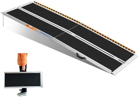 LEMNISCATE Portable Wheelchair Ramp, 7FT Ramps for Wheelchairs for Home, Non-Skid Threshold Ramp for Doorways,Curbs, Foldable Aluminum Wheelchair Ramp for Home Steps, 800 LBS Capacity,84" L x 29" W
