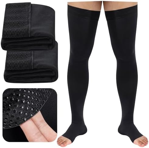 Compression Socks, Men's Thigh High Compression Stockings, 20-30mmHg Compression Stockings with Non-slip silicone