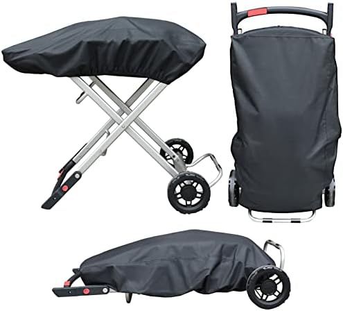 Grill Cover for Weber 9010001 Traveler Portable Gas Grill - Heavy Duty Waterproof 600D Oxford Fabric and Adjustable Hem Grill Cover