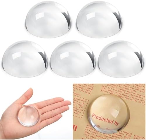 6 Pcs 6 Pcs Crystal Dome Magnifier Paperweights Glass Paperweight Reading Magnifying Glass Clear Optical Half Ball Lens for Office Desk Home Gift (1.97 Inch)