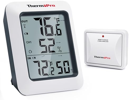 ThermoPro TP60 Digital Hygrometer Outdoor Thermometer Wireless Temperature and Humidity Gauge Monitor Room Thermometer with 500ft/150m Range Humidity Meter