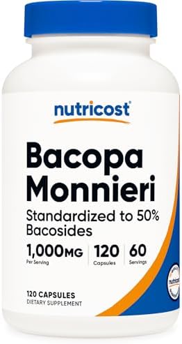 Nutricost Bacopa Monnieri 1,000mg, 120 Capsules (60 Servings) - Non-GMO, Gluten Free, and Vegetarian Friendly