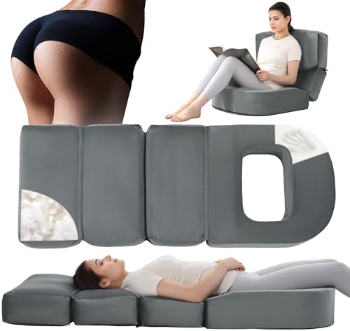 HOMBYS BBL Pillow After Surgery for Sleeping,High Density Foam Brazilian Butt Lift Pillow Post Surgery Recovery for Sleeping,Dark Grey BBL Chair with Hole for Sitting