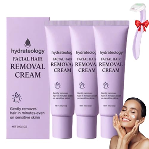 Hydrateology Facial Hair Removal, Upgraded Effective Hydrateology Facial Hair Removal Cream for Sensitive Skin, Gentle Hydrateology Hair Remover, Long-Lasting Depilatory Cream for All Skin Types (3)