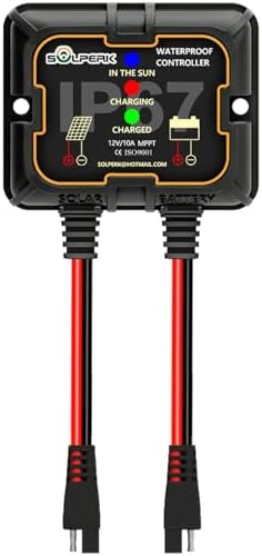 SOLPERK 10A 12V MPPT Solar Charge Controller, Waterproof Intelligent Portable Controller IP67 Solar Panel Controllers for AGM, Gel, Flooded and Lithium Battery