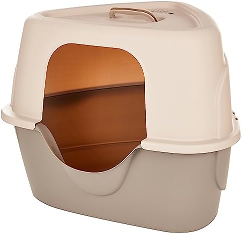 Amazon Basics Cat Litter Box with Lid, No-Mess, Standard, unisex, Charcoal, 26 in x 23 in x 20 in