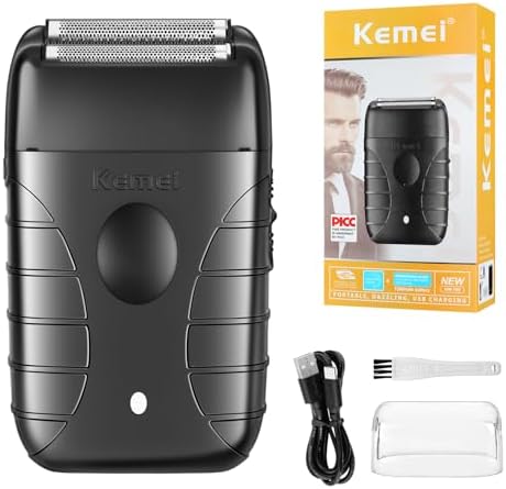 KEMEI Professional Electric Foil Shaver for Men, Beard Trimmer & Men's Grooming Tool, Foil Shaving and Bald Head Precision Trimmer. Cordless and Rechargeable with USB. Gifts for Men