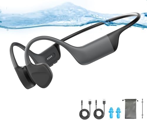Bone Conduction Swimming Headphones Underwater IPX8 Waterproof,Bluetooth 5.4 with Built-in MP3 Player 32G Memory, Open Ear Headphones for Swimming,Running,Cycling,Gym. (Black)