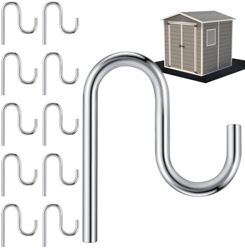 Blulu 10 Pcs 2'' Long Shed Hooks Shed Accessories for Hanging Heavy Duty Individual Utility Hooks Universal Wall Mounted J Utility Hangers for Tools Shovels Rakes Storage (Silver)