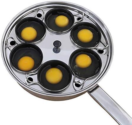 6 Cups Egg Poacher Pan - Stainless Steel Poached Egg Cooker – Induction Cooktop Egg Poachers Cookware Set with 4 Nonstick Large PFOA FREE Egg Poacher Cups and Silicone Spatula