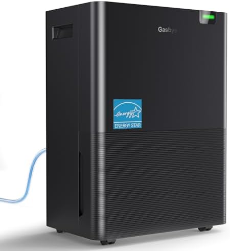 4500 Sq.Ft. Most Efficient Energy Star 2024 Dehumidifier for Basement with Drain Hose, Max 75 Pints/D Dehumidifier for Large Room, [43dB Quiet Compressor], Easy Drainage, Auto-restart, Black