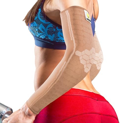 Sparthos Arm Compression Sleeves - Aid in Recovery and Support Active Lifestyle - Innovative Breathable Elastic Blend