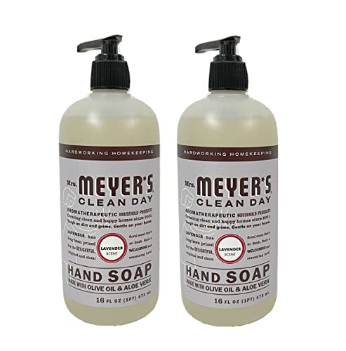 Mrs. Meyer's Liquid Hand Soap, Cruelty Free and Biodegradable Hand Wash Formula Made with Essential Oils,16 oz - Pack of 2 (Lavender)