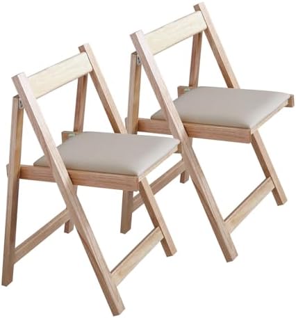 Folding Dining Chairs with Padded Seat Lightweight sillas para Fiestas,2 Pack Folding Chair for Dinner,Party Wedding,Picnic Event, 196LB Weight Capacity(Wood)