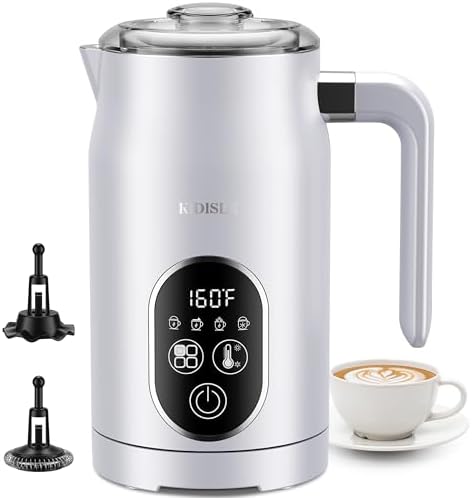 4-in-1 Electric Milk Frother and Steamer with Auto Temperature Control, Warm & Cold Foam Maker, Fast Frother for Coffee, Latte, Hot Chocolate, Cappuccino, Macchiato, White