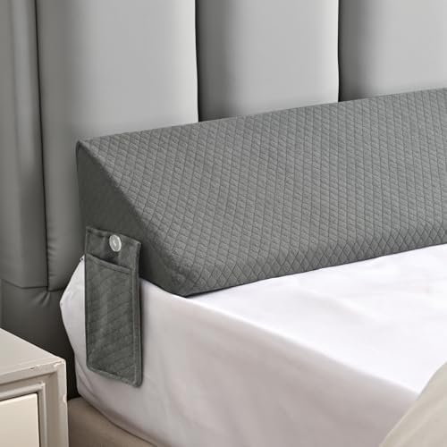 King Bed Wedge Pillow for Bed Headboard Gap Filler Light Grey Long Triangle Corner Nora Pillows,Dense Foam,Avoid Things Drops,Between King Mattress and Frames,Upraise Pillow Bedding Home Decor Beds