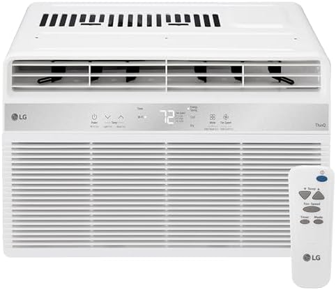 LG LW6024RSMX Window Air Conditioner, Wi-Fi Enabled w/Remote, for Small Room (260 Sq.Ft.), Quiet Operation, 115V, 6,000 BTU, White