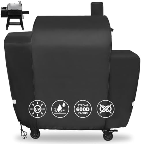 QuliMetal Grill Cover for Pit Boss Platinum Laredo 1000 Wood Pellet Grills, PB1000PL - 600D Heavy Duty Waterproof Fade Resistant Pit Boss Laredo 1000 Grill Cover with Elastic Drawstrings&Zipper Design