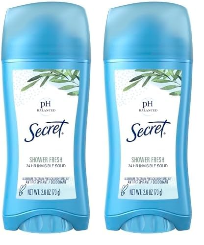 Secret Invisible Solid Antiperspirant and Deodorant for Women, Shower Fresh Scent, 2.6 oz (Pack of 2)