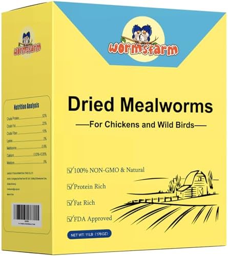 11lb Dried Mealworms for Chickens Snacks for Birds Bulk-Treats for Laying Hens(11 Pound)