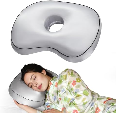 Orthopedic Ear Piercing Pillow for Side Sleepers, Pain Relief Design with Removable Cover and Ear Hole, 12x19 Inch Pierced Ears Support