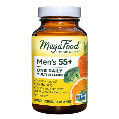 MegaFood Men's 55+ One Daily - Multivitamin for Men with Vitamin B12, Vitamin C, Vitamin D & Zinc - Optimal Aging & Immune Support Supplement - Vegetarian - Made Without 9 Food Allergens - 60 TabsGET 20% OFF STOREWIDE!