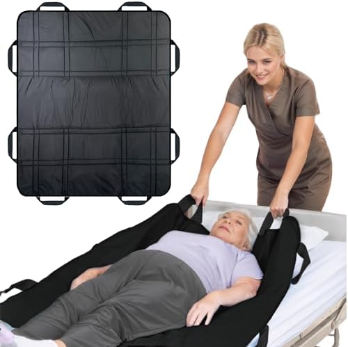 Upgraded 3-Layer Comfort Positioning Bed Pad 48" x 40" with Reinforced Handles Washable Waterproof Transfer Board for Turning Inconvenience Care Transfer Sheet (Midnight Black)