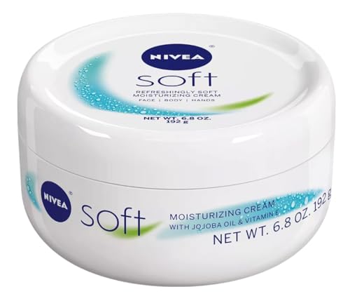 Nivea Soft Moisturizing Cream Face/Body/Hands 6.8 Ounce Jar (Pack of 6)
