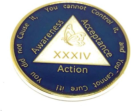 34 Year Al-Anon Blue Butterfly Anniversary Medallion, Chip, Token, Coin