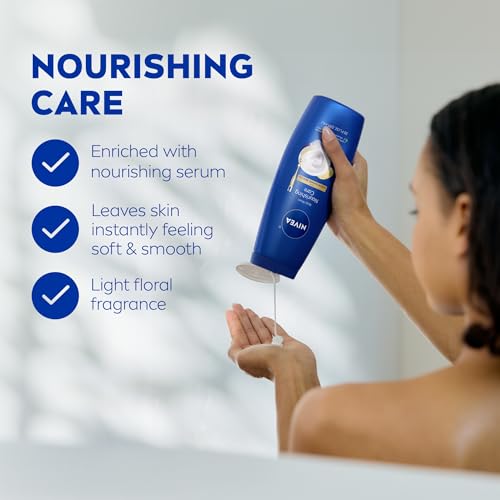 NIVEA Nourishing Care Body Wash with Nourishing Serum, Moisturizing Body Wash for Women, Enriched with Provitamin B5 and Vitamin E, 20 Fl Oz Bottle, 3 Pack