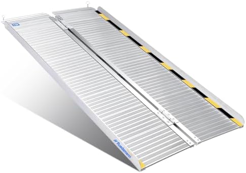 Ruedamann 5 Feet Portable Wheelchair Ramp for Doorways, Non-Slip Aluminum Wheelchair Ramp, Folding Ramp for Home Steps, Threshold Ramp for Wheelchairs, Scooters, Steps, Stairs, Walkers, Pets