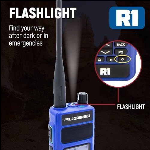 Rugged Radios Two Way 5W Handheld Radio Walkie Talkie for Business Schools Churches Construction - Features Digital and Analog Capabilities Long Range Antenna Dual Band VHF UHF and USB Charger (R1)