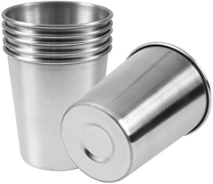 EVERMARKET 6 Pack 8 Ounce 230ml Stainless Steel Cups Shatterproof Pint Drinking Cups Metal Drinking Glasses for Kids and Adults