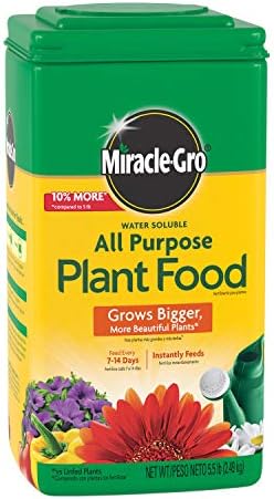 Miracle-Gro Water Soluble All Purpose Plant Food, Plant Fertilizer for Indoor or Outdoor Plants, Roses, Flowers, Houseplants, Vegetables and Trees, 5.5 lb.