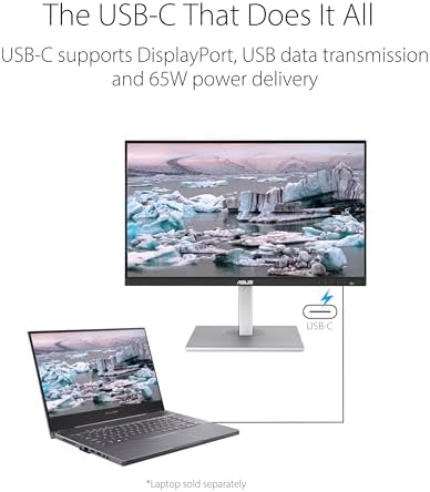 ASUS ProArt Display 27" Monitor - WQHD (2560 x 1440), IPS, 100% sRGB, 100% Rec. 709, ΔE < 2, Calman Verified, USB Hub, USB-C, Daisy-chaining, HDMI, Compatible With Laptop & Mac Monitor - PA278CV